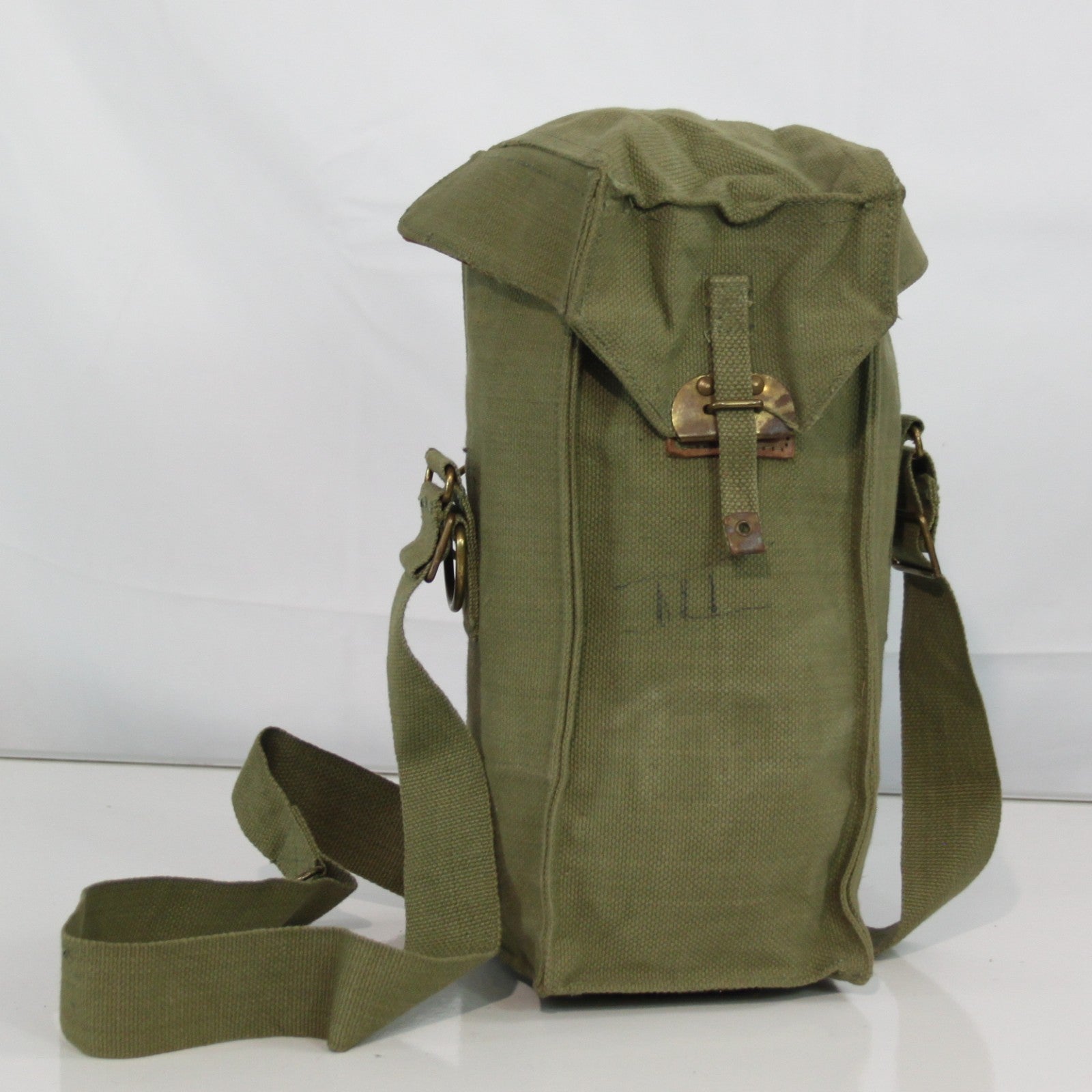 Genuine Surplus Vintage Belgian / British Army Canvas Side Bag Leather trim 3392