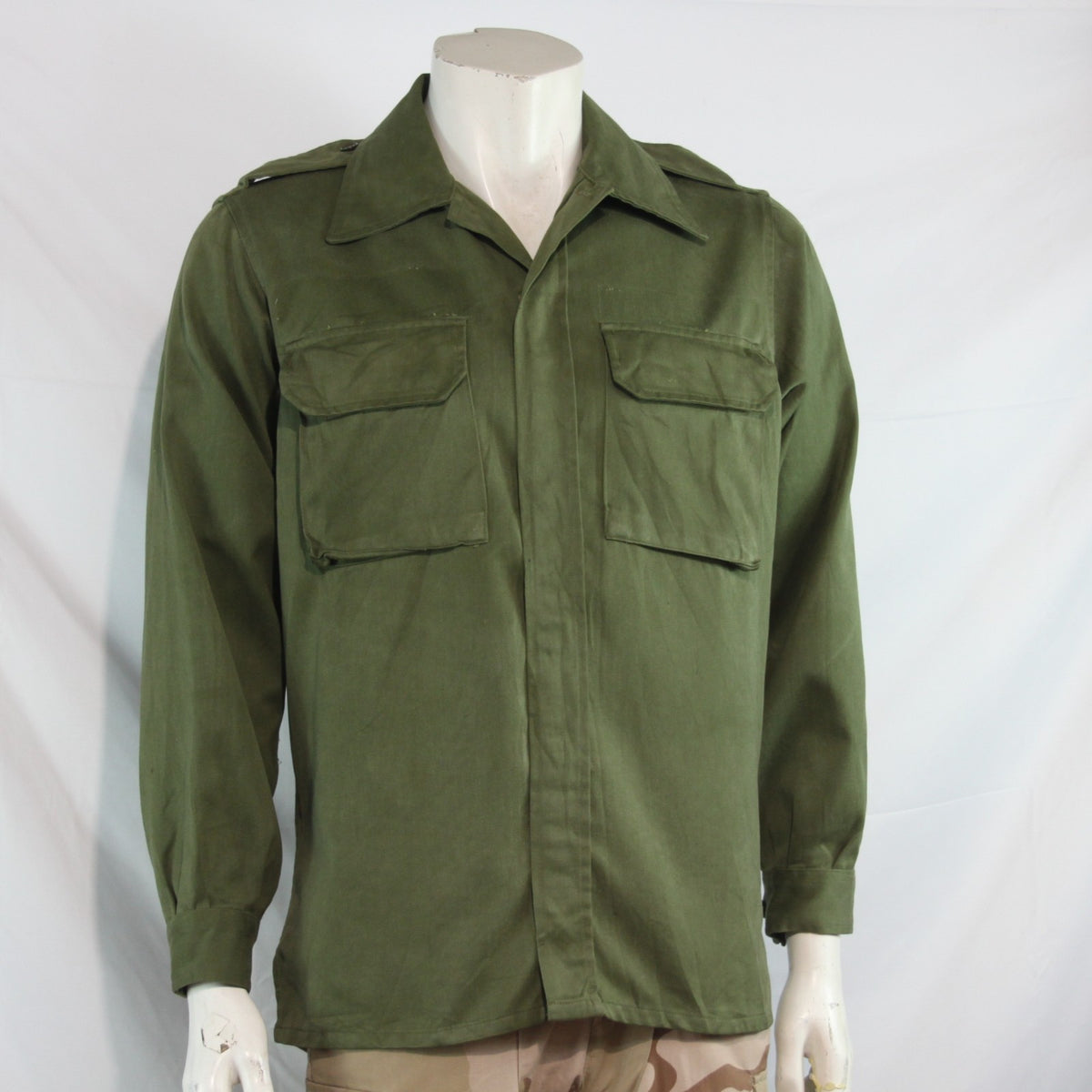 Genuine Surplus Spanish Army Olive Green Field Shirt Hook Loop Fasten 40" (4278)