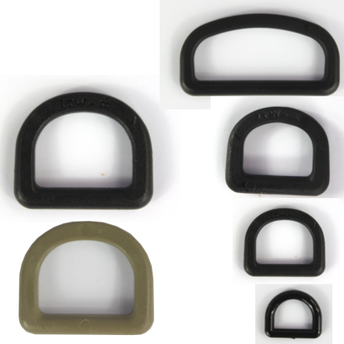 D-Rings Dees Buckles Black Tan Plastic Loops Rucksacks Replacement All Sizes
