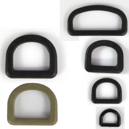D-Rings Dees Buckles Black Tan Plastic Loops Rucksacks Replacement All Sizes