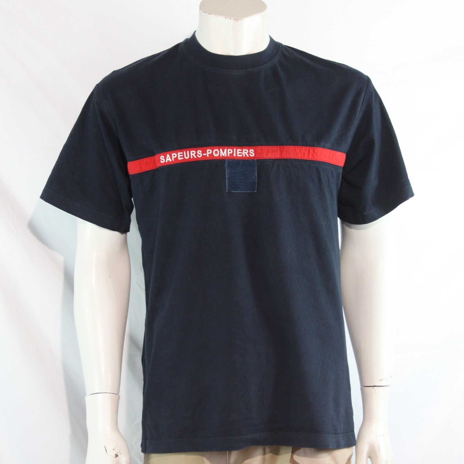 Genuine Surplus French Army T-Shirt Navy Red Stripe Cotton (4258)