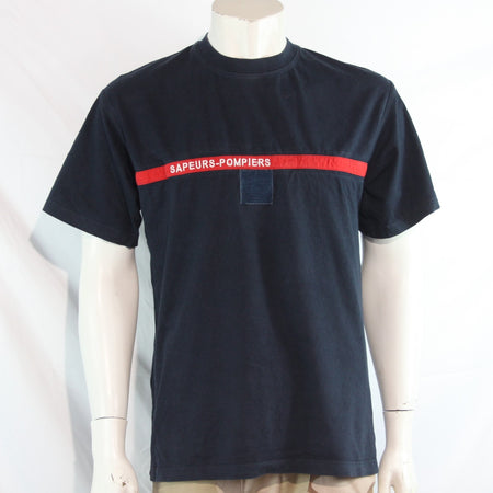 Genuine Surplus French Army T-Shirt Navy Red Stripe Cotton (4258)