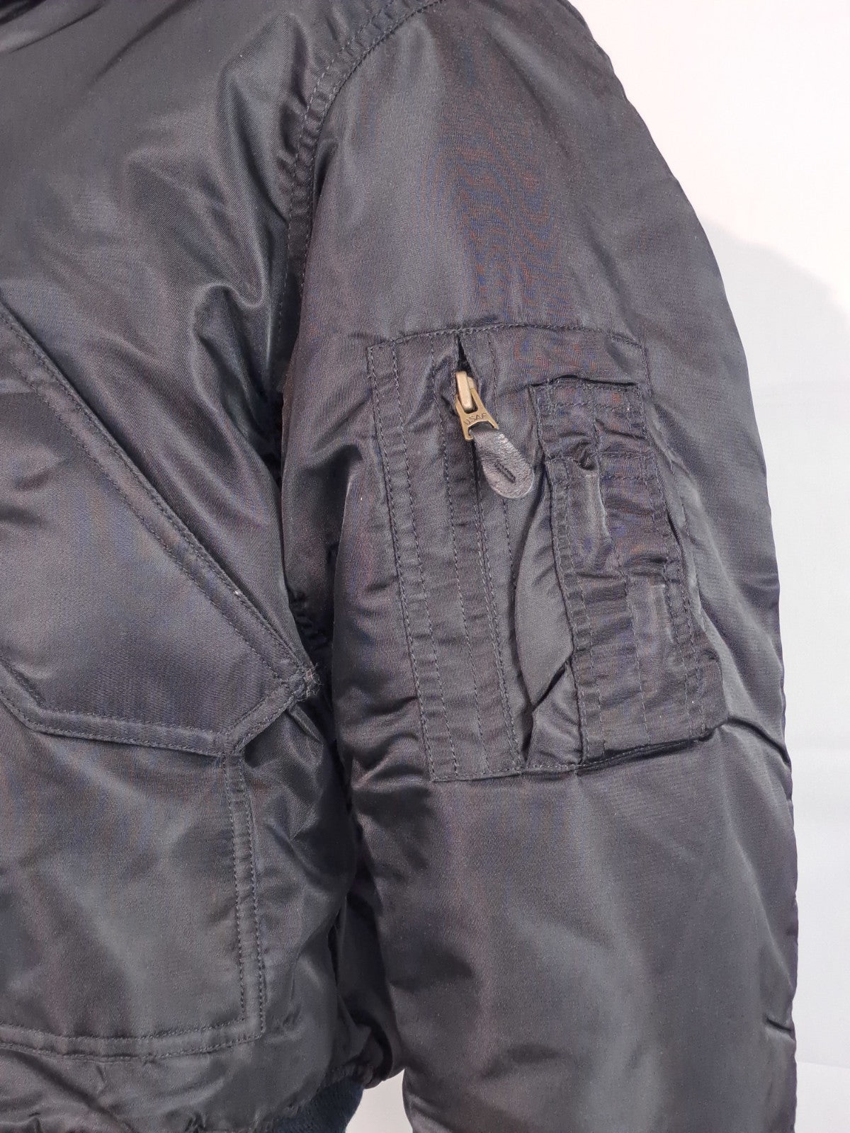 Highlander MA2 Bomber Jacket Plain Collar Padded Quilted Black XXS
