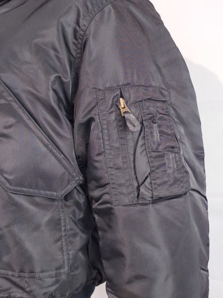 Highlander MA2 Bomber Jacket Plain Collar Padded Quilted Black XXS
