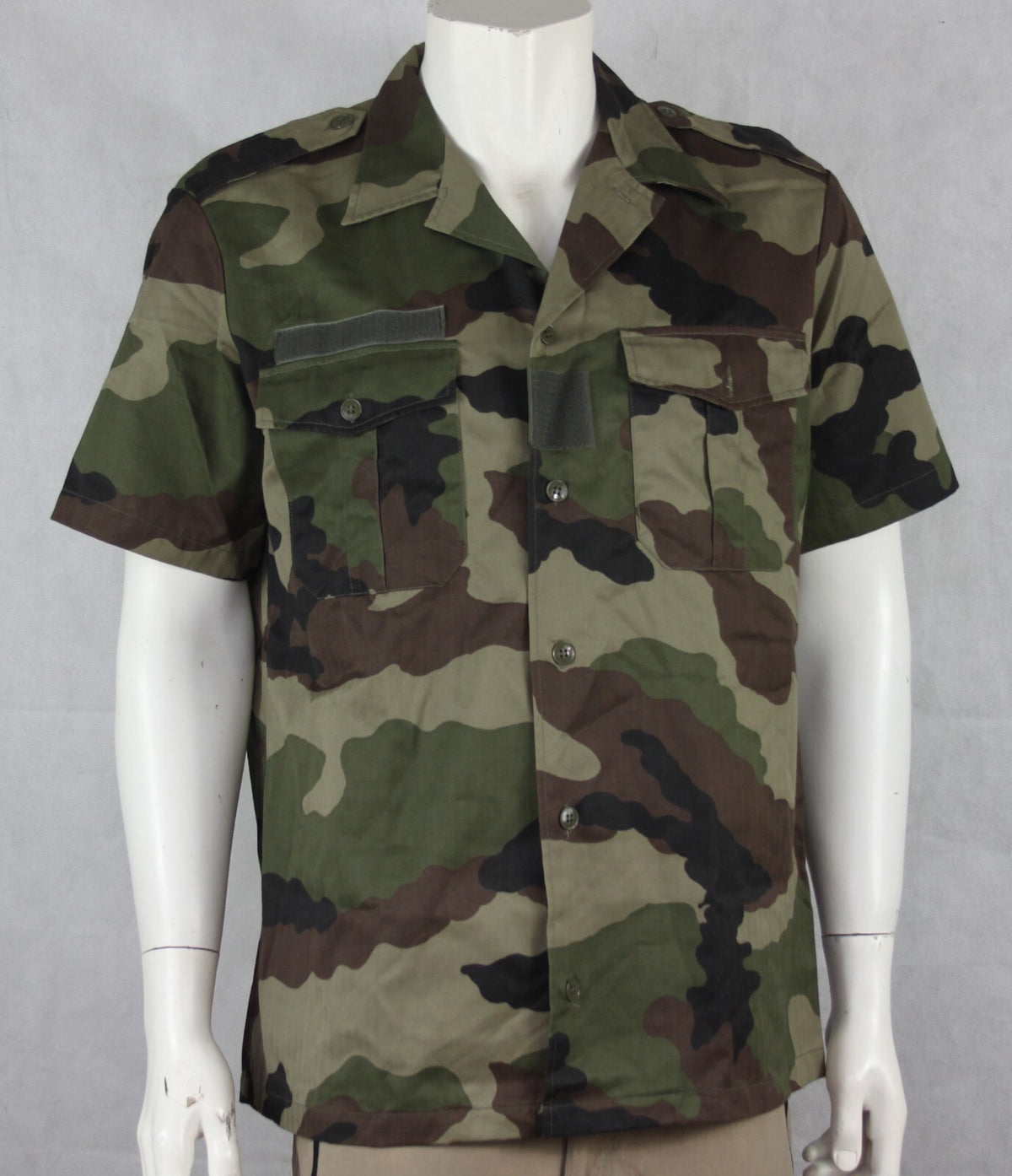 Genuine Surplus French Army Short Sleeve Shirt Warm Weather CCE Camouflage wood