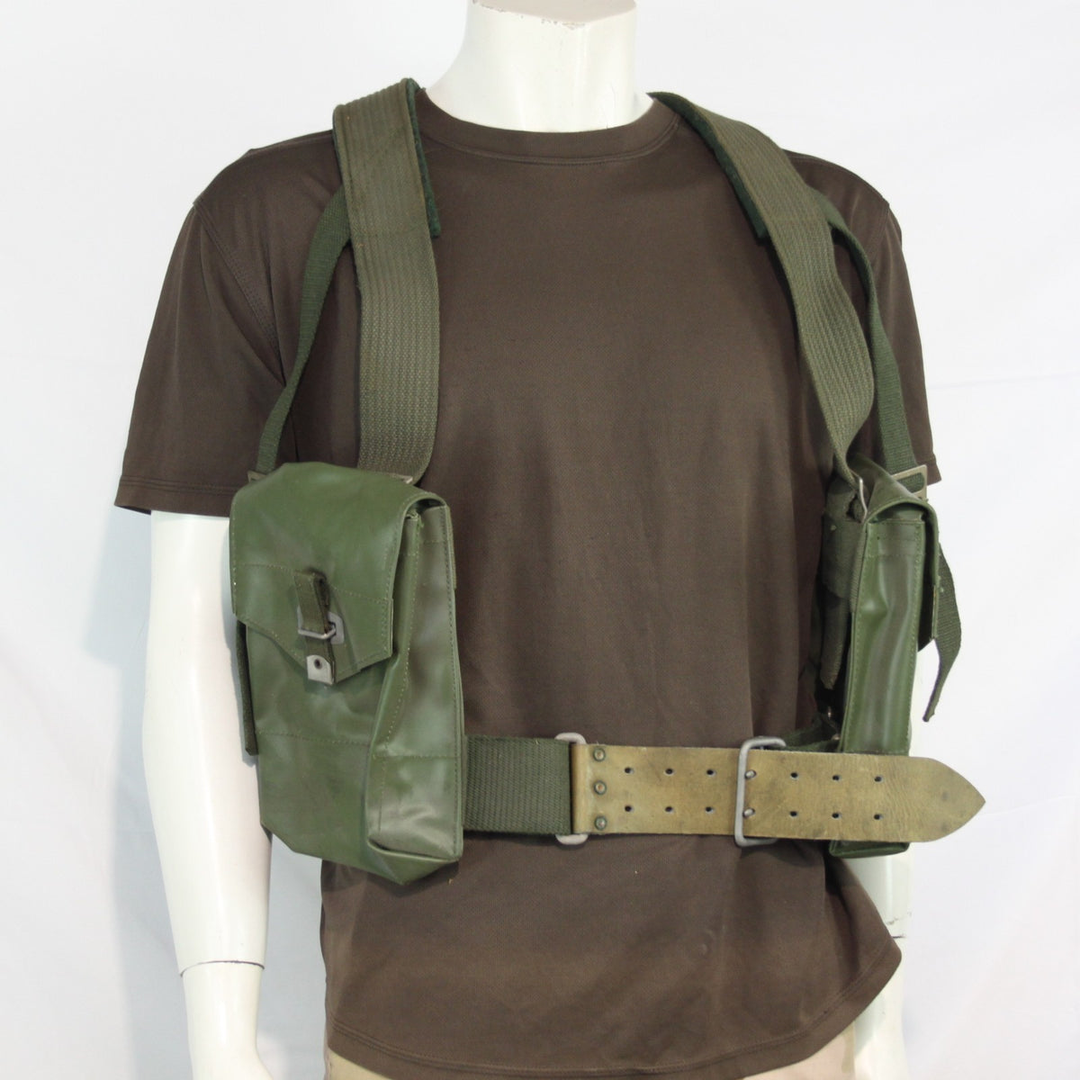 Genuine Surplus Swedish Partial Webbing Set 2 Pouches Belt & Yoke Military 3328