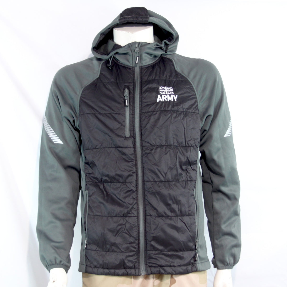 Genuine Surplus British Army Padded Lightweight Jacket Black Grey Printed (4284)