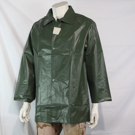 1970's Waterproof PVC French Army Raincoat Jacket Genuine Surplus 40-42"  (3863)