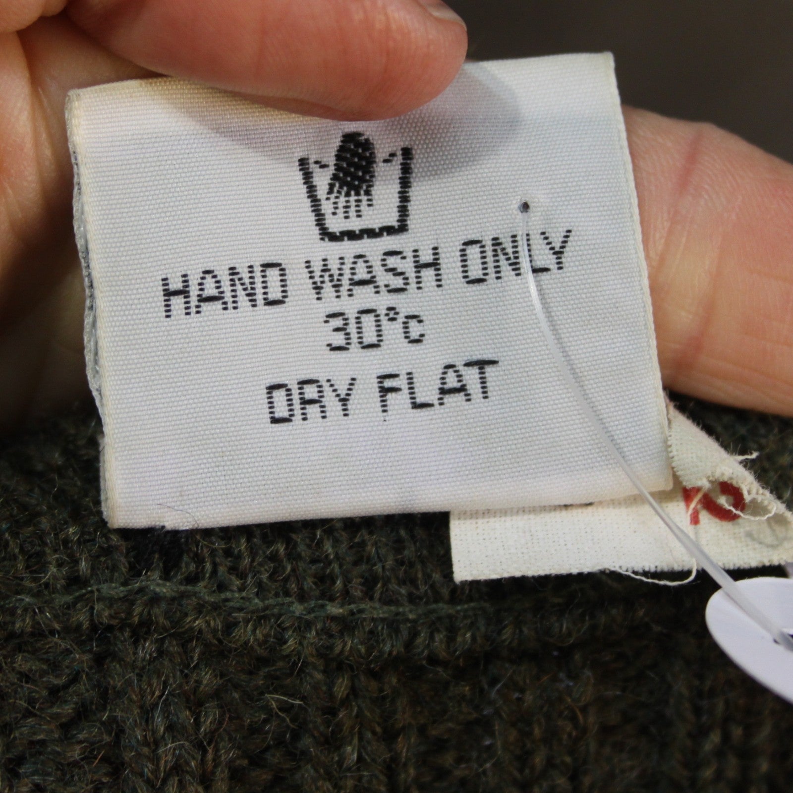 Army Style Heavyweight Jumper Olive Green Military 100% Wool Repaired 42" (1609)