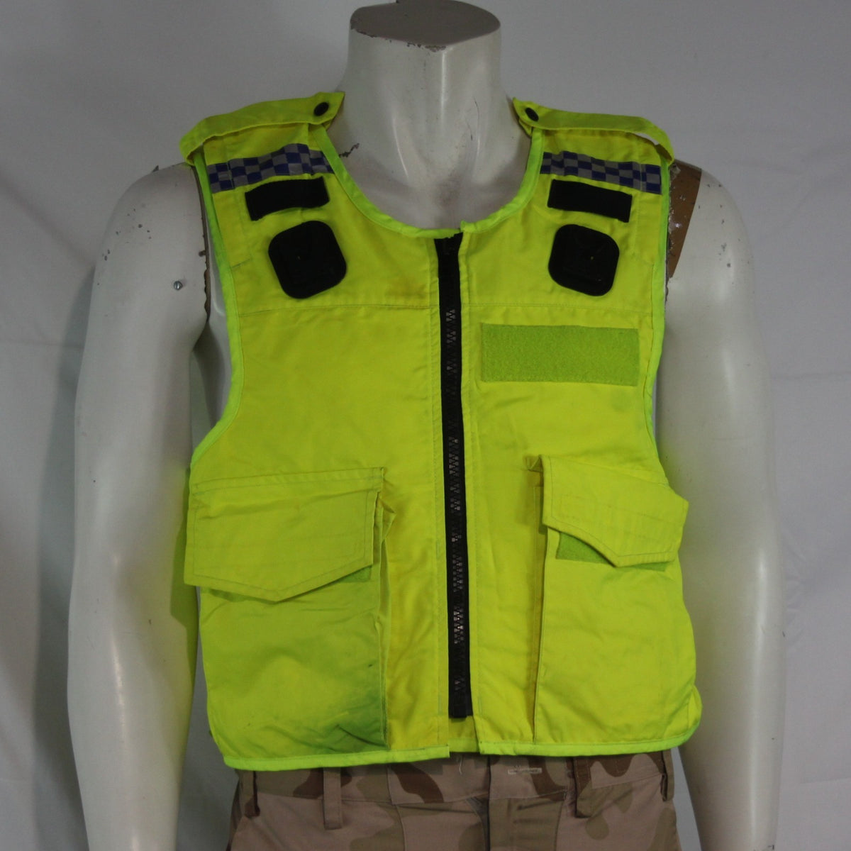 Hi Visibility Body Armour Cover Yellow Pockets Vest Genuine Surplus XS (4029)