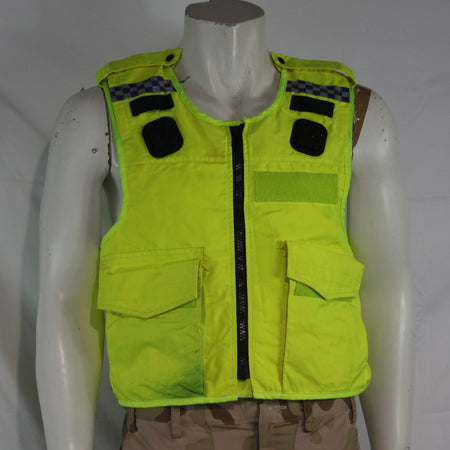 Hi Visibility Body Armour Cover Yellow Pockets Vest Genuine Surplus XS (4029)