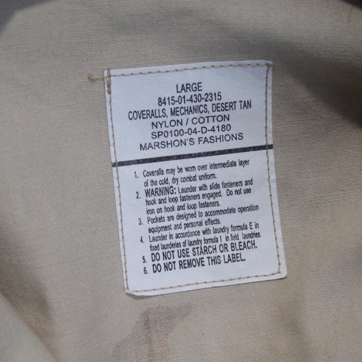 Rare US Army Tricolor Desert Camo Coverall Genuine Surplus Large 41-45" (3516)