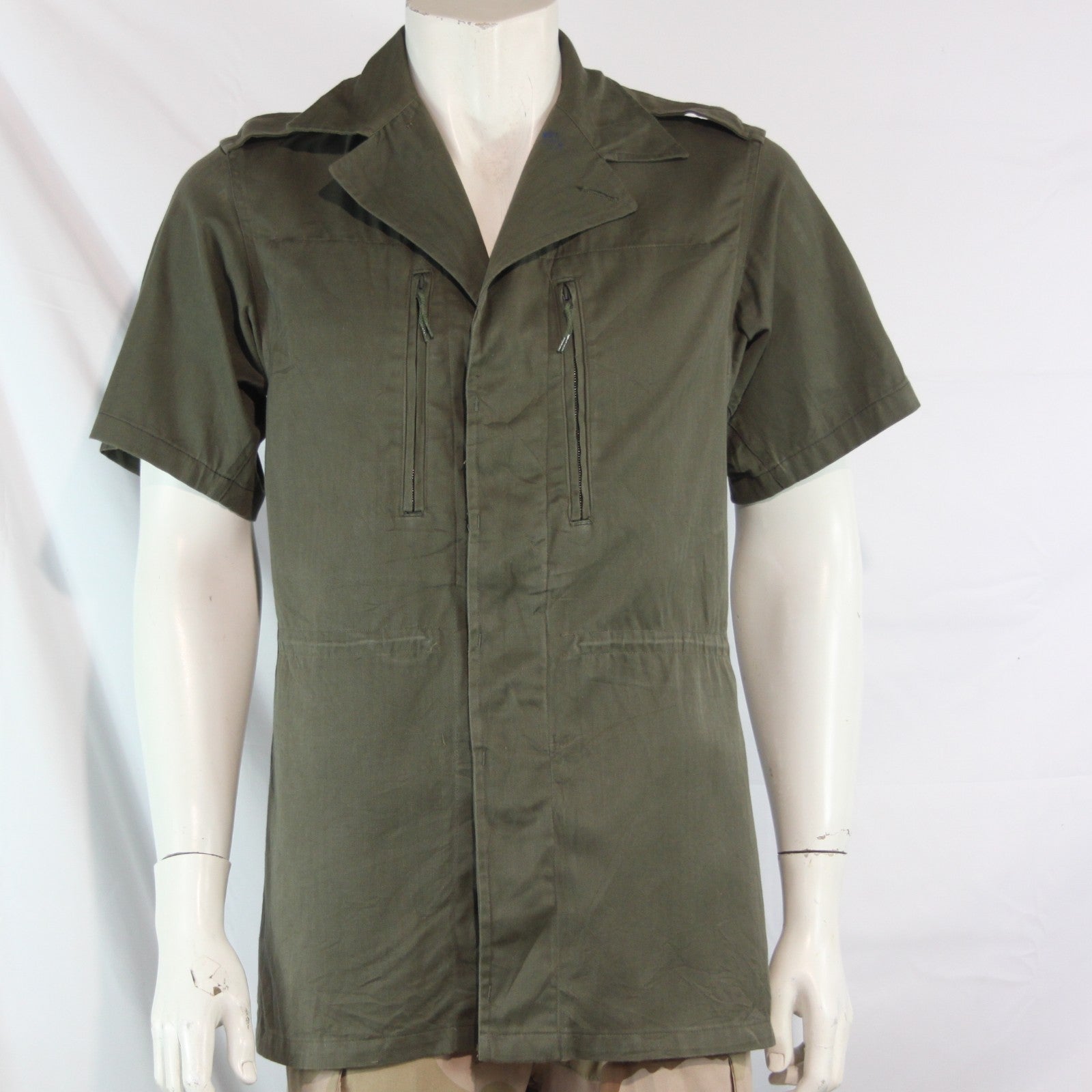French Army Short Sleeve Shirt Jacket Genuine Surplus Olive 34" XS (4125)