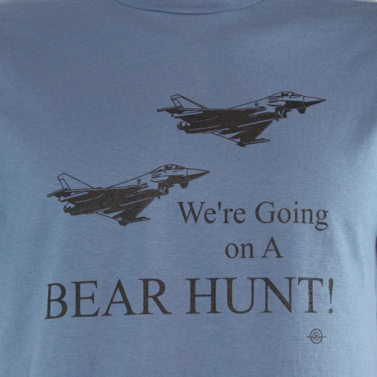 Typhoon Bear Hunt Exclusive Printed T-Shirt Mens Warbird Print Denim Blue