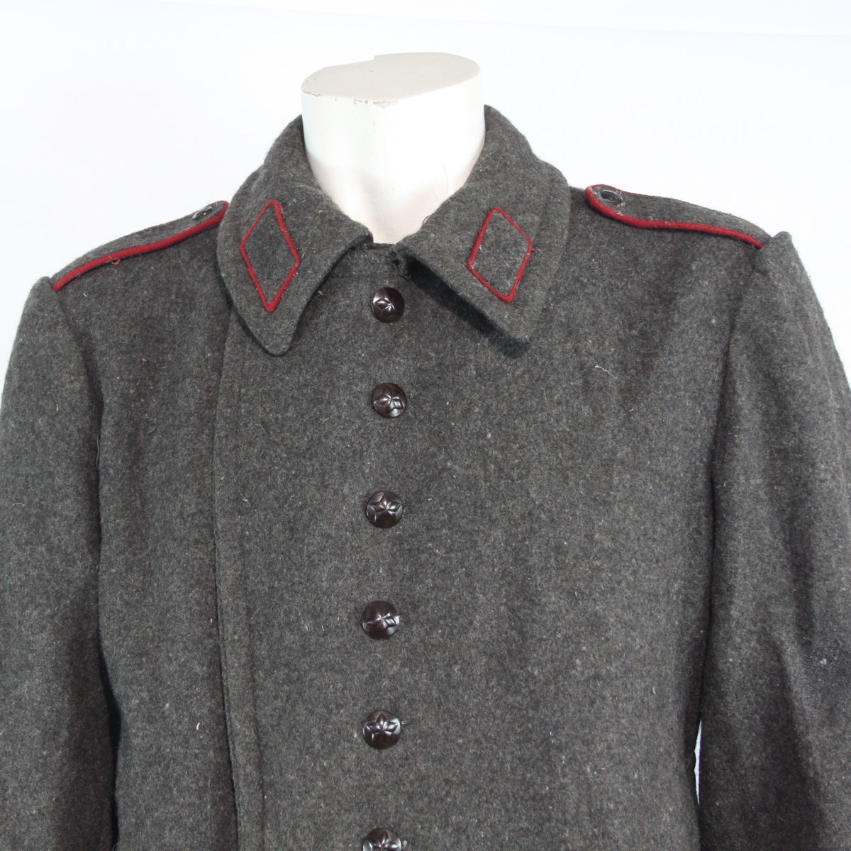 1970's Bulgarian Army Wool Greatcoat Genuine Surplus Grey Repaired 36-38"(3663)