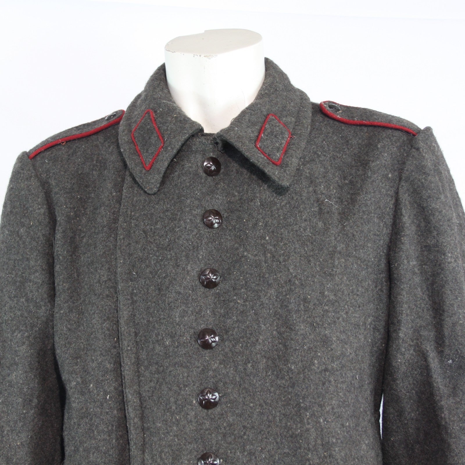 1970's Bulgarian Army Wool Greatcoat Genuine Surplus Grey Repaired 36-38"(3663)