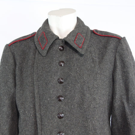 1970's Bulgarian Army Wool Greatcoat Genuine Surplus Grey Repaired 36-38"(3663)