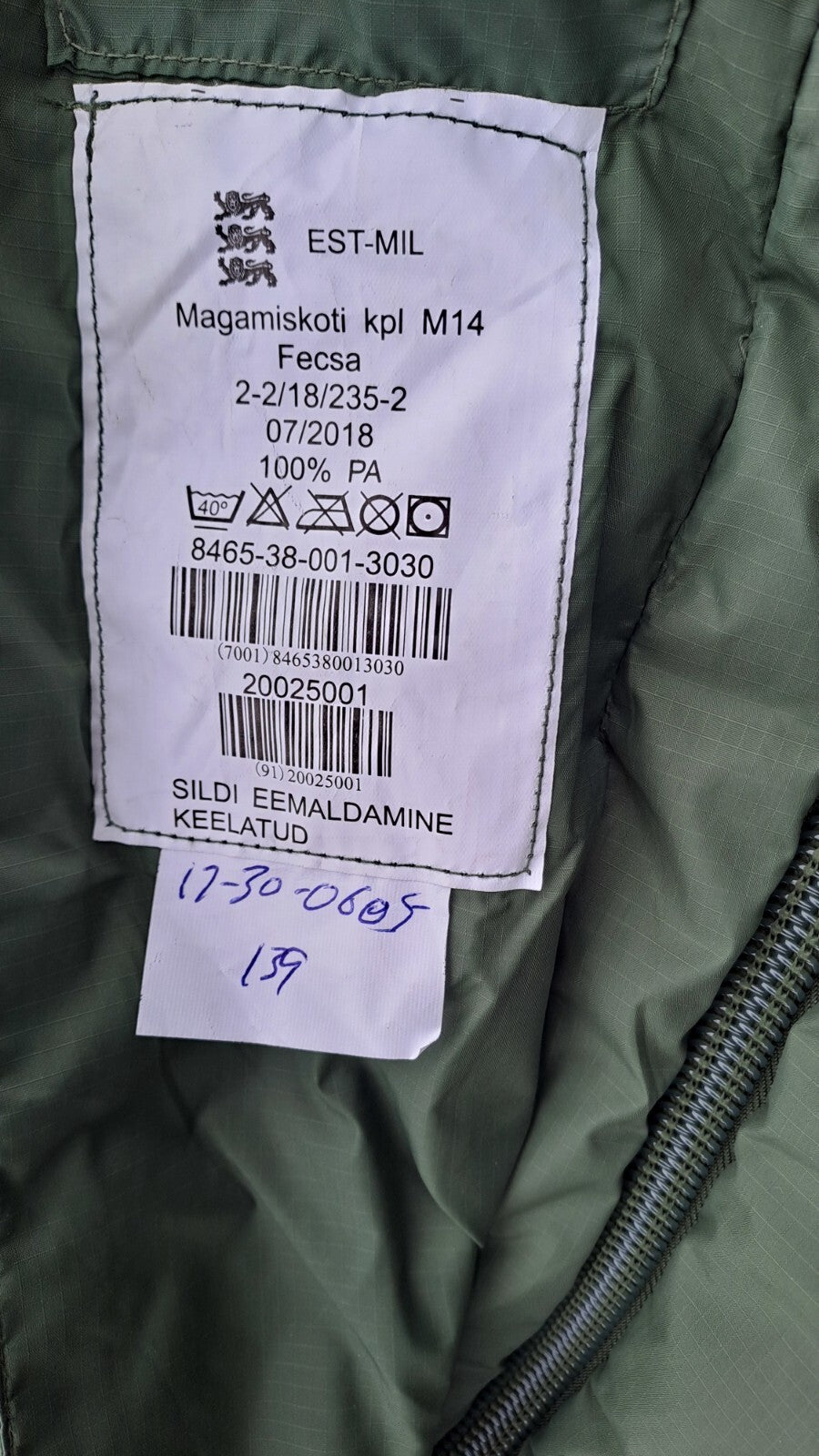 Genuine Surplus Estonian Army Military Sleeping Bag Winter (2554)