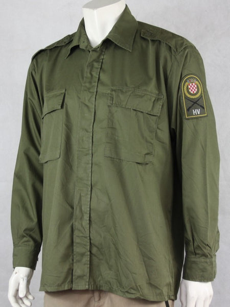 Genuine Surplus Croatian Army Olive Green Shirt Cotton/Poly Badged