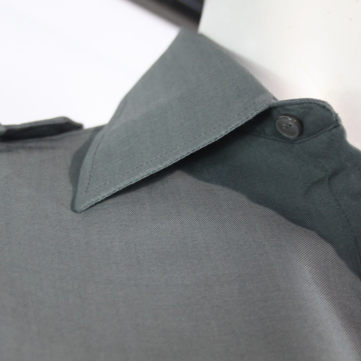 Genuine Surplus Italian Police Shirt with One Lapel Badge Green Grey 15.5"(4101)