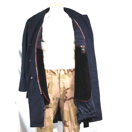 Genuine Surplus Bulgarian Army Faux Fur Lined Parka Canvas Military Navy (4028)