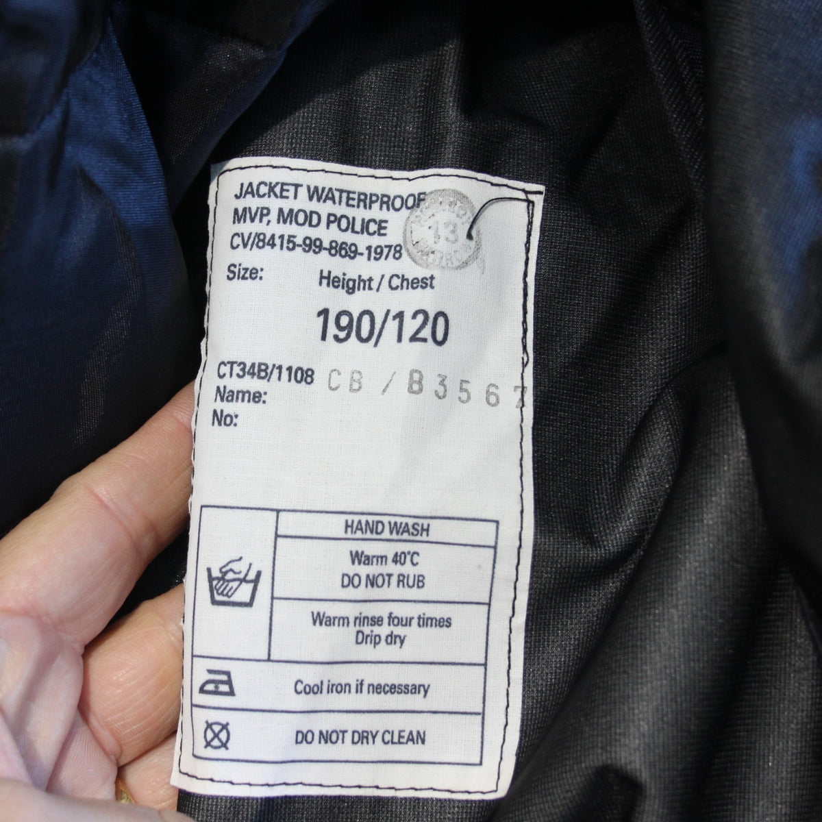 Waterproof Breathable British Police Rain Jacket with Liner Black 46-48"  (3881)