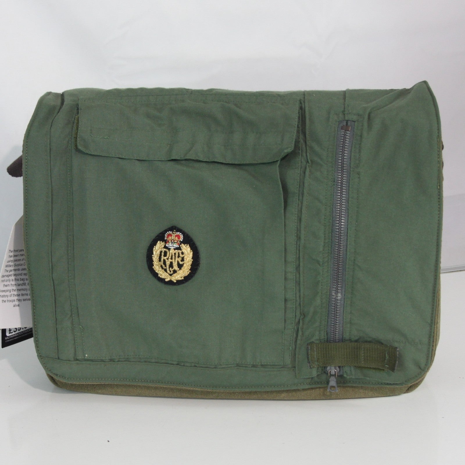Upcycled RAF Flight Suit Made into Exclusive Messenger Bag Olive Aviation (4470)