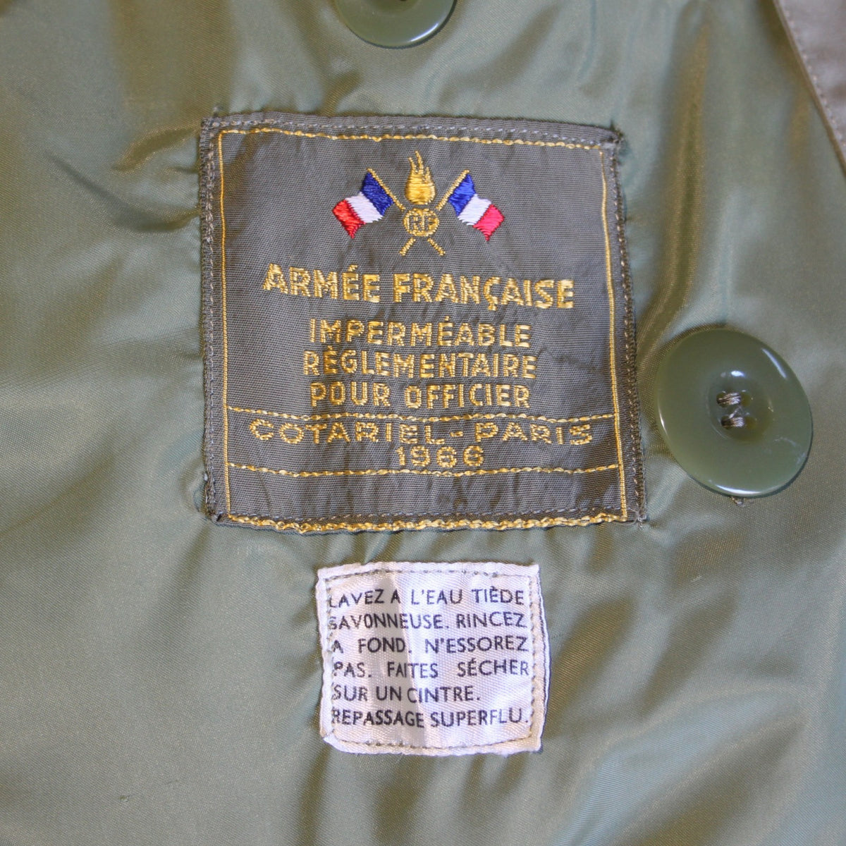 1960's French Army Officers Rain Coat Trench Khaki Genuine Surplus 38-40"(4116)