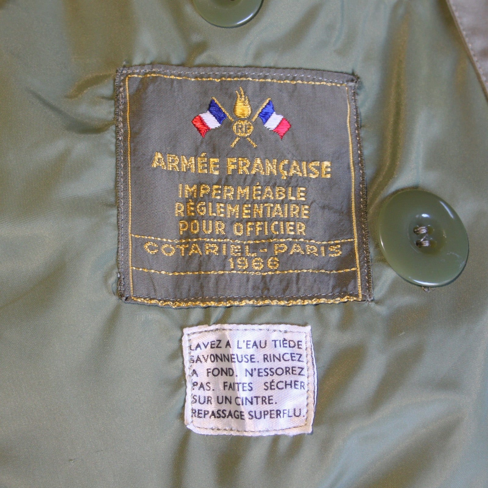 1960's French Army Officers Rain Coat Trench Khaki Genuine Surplus 38-40"(4116)