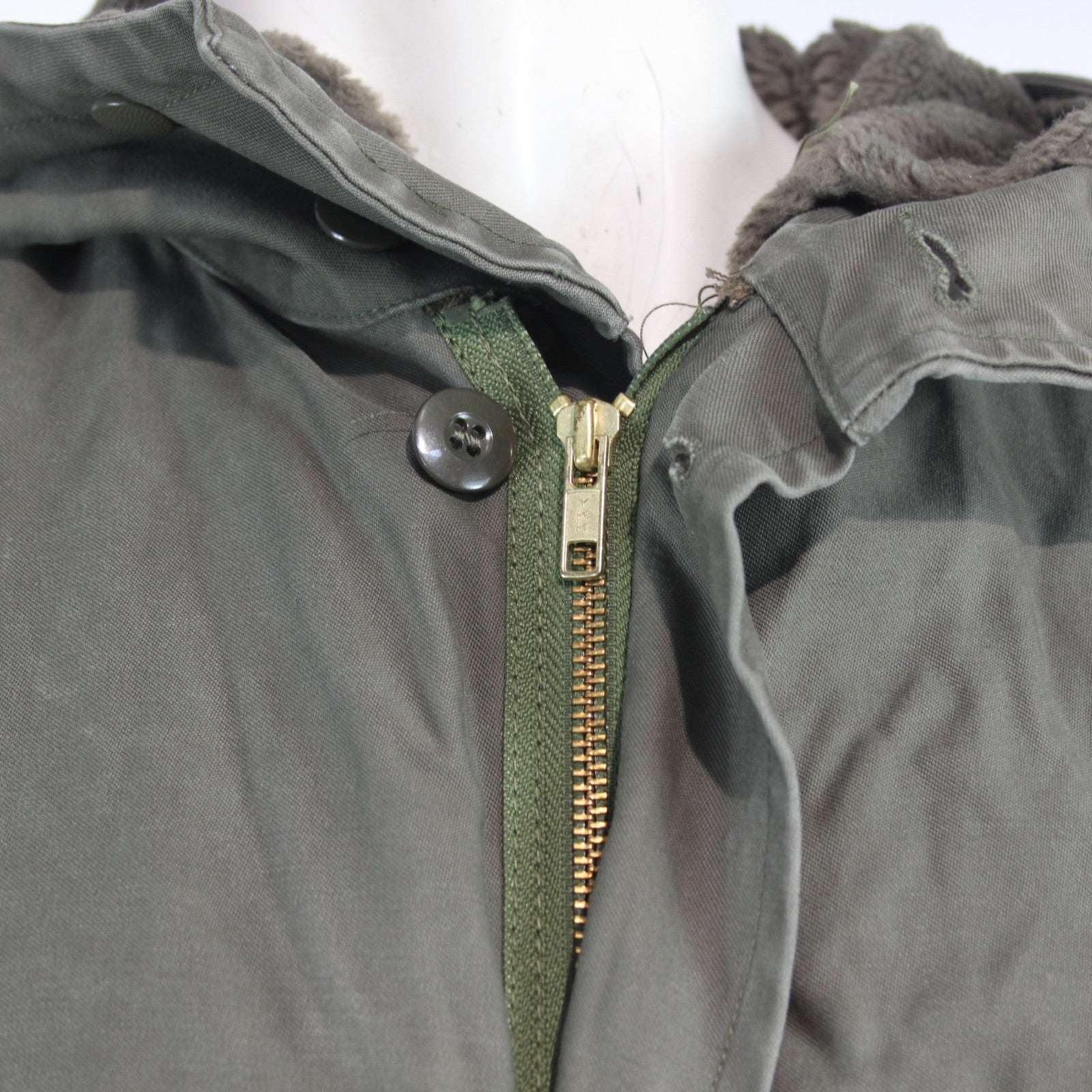Vintage German Army Olive Parka Genuine Surplus Winter Coat Lined 42-44" (3795)