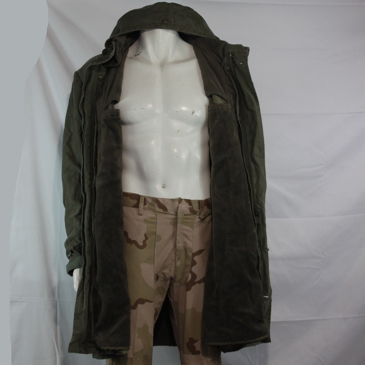 Vintage German Army Olive Parka Genuine Surplus Winter Coat Lined 44-46" (3810)