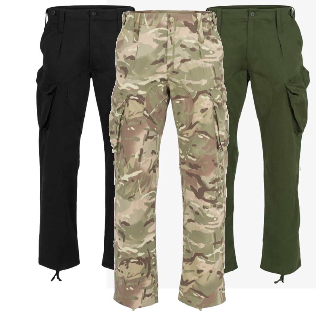 Highlander Midweight Delta Trousers Military Style Black Olive Camo Polycotton