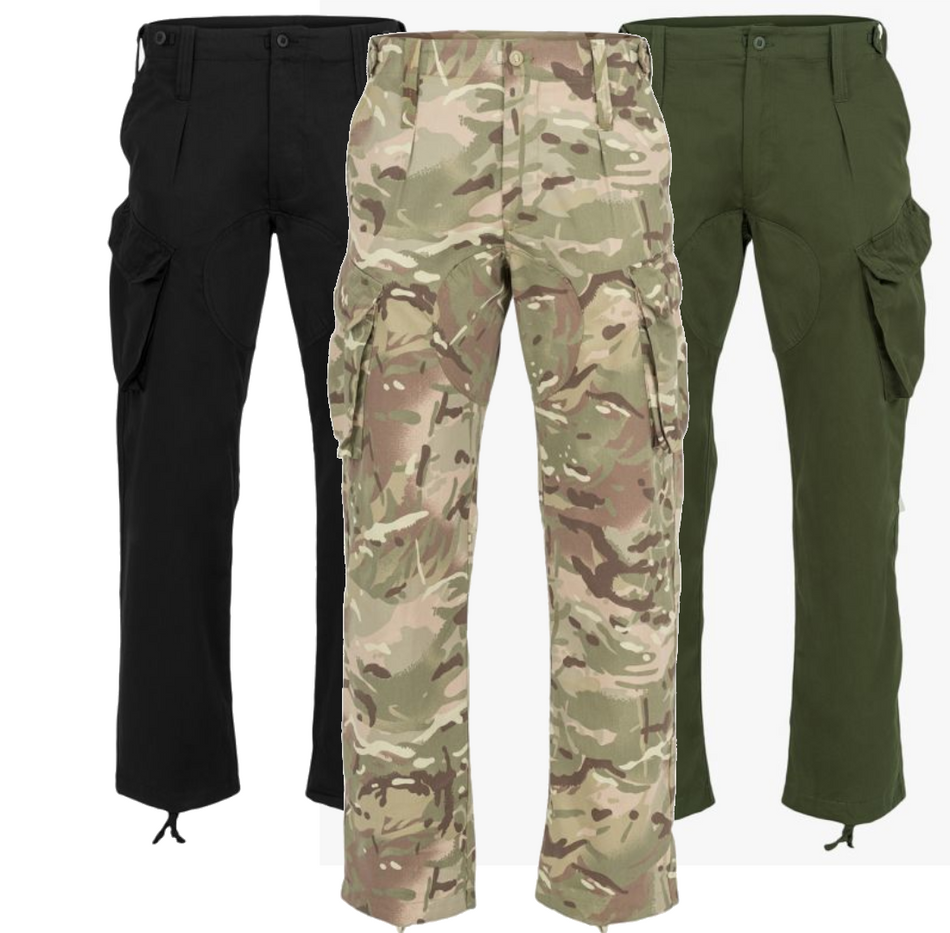 Highlander Midweight Delta Trousers Military Style Black Olive Camo Polycotton