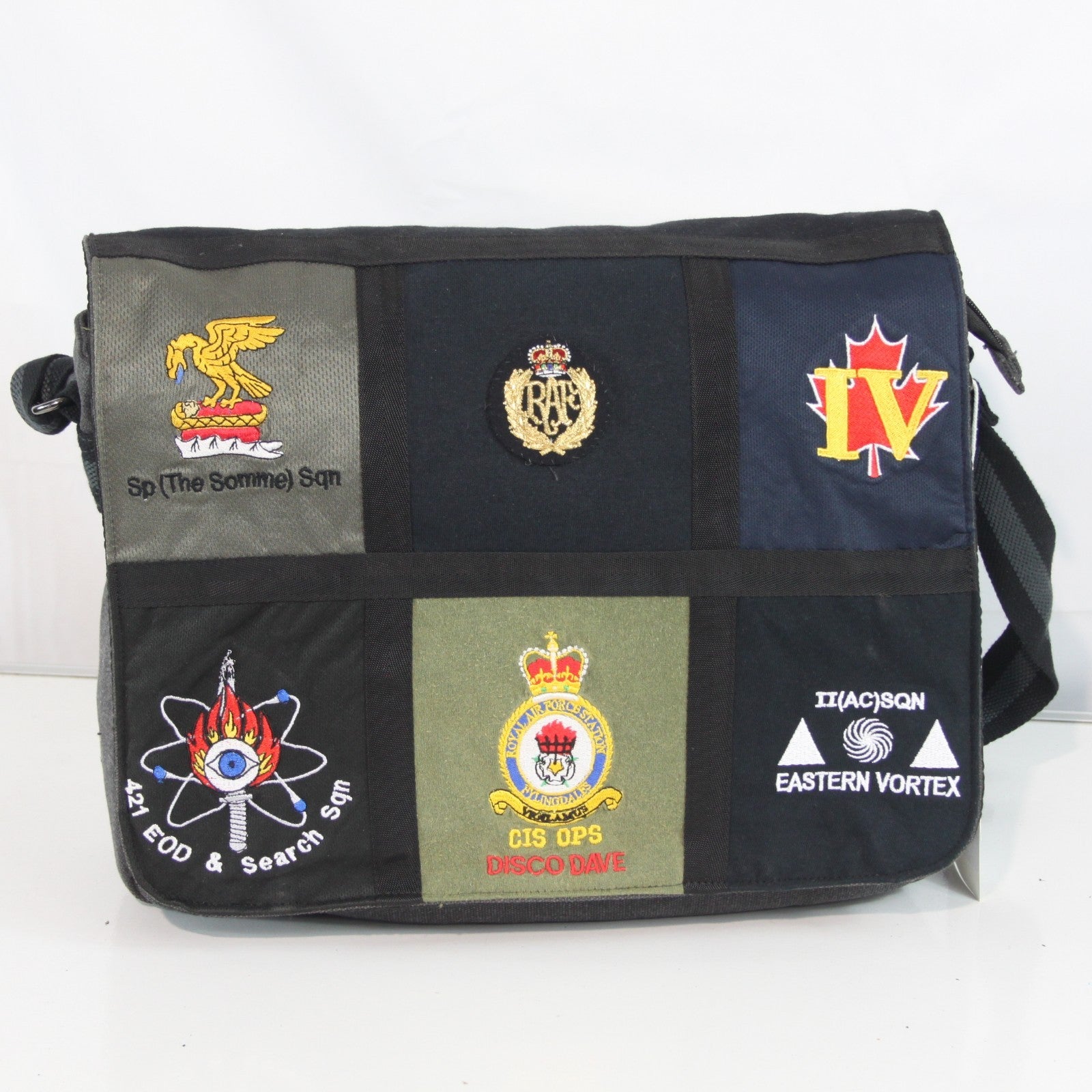 Upcycled RAF T-Shirt Badges Made into Exclusive Messenger Bag Aviation (4421)