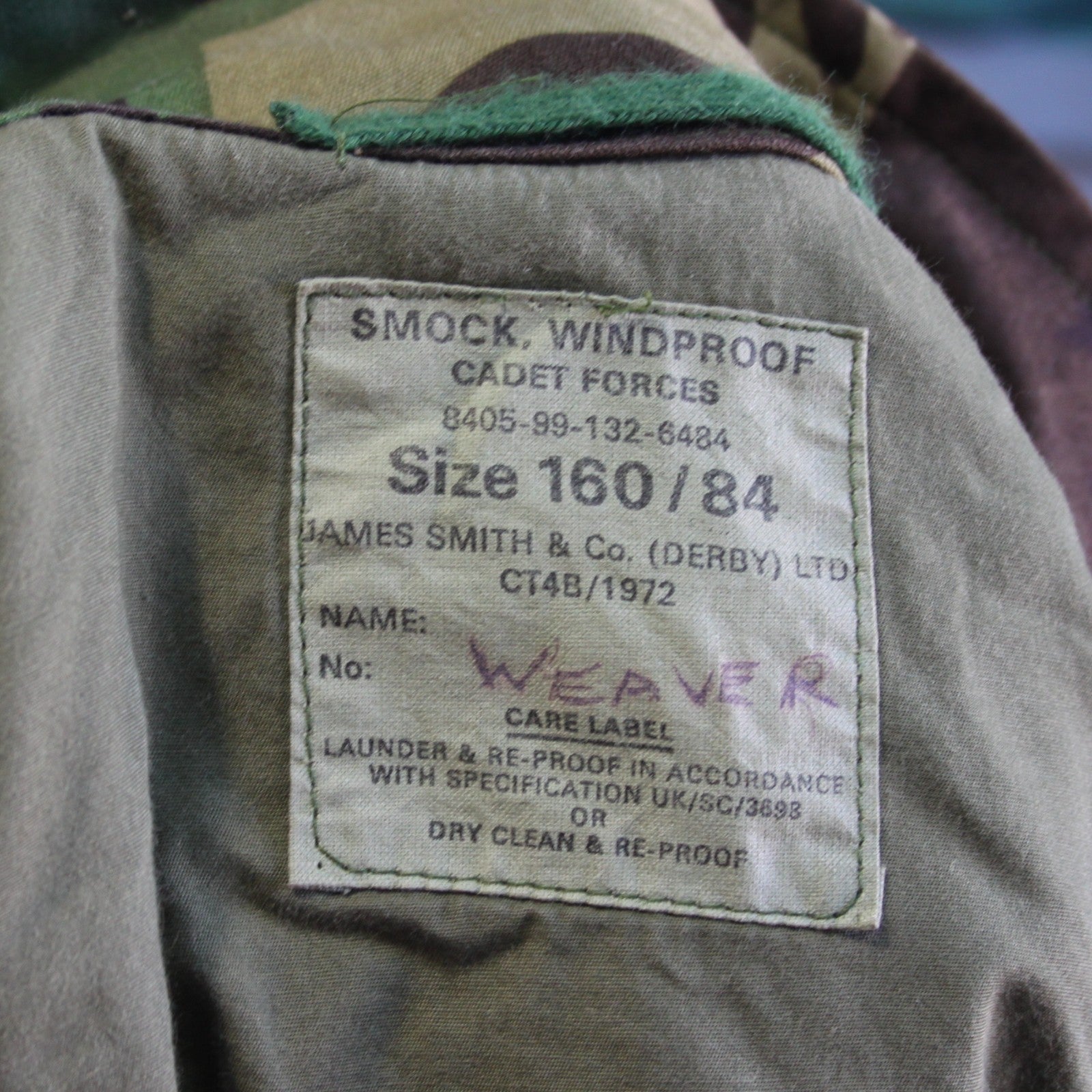 Vintage Camo Jacket British Army Cadet Windproof Smock Genuine Surplus XS (4462)