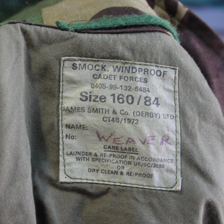 Vintage Camo Jacket British Army Cadet Windproof Smock Genuine Surplus XS (4462)