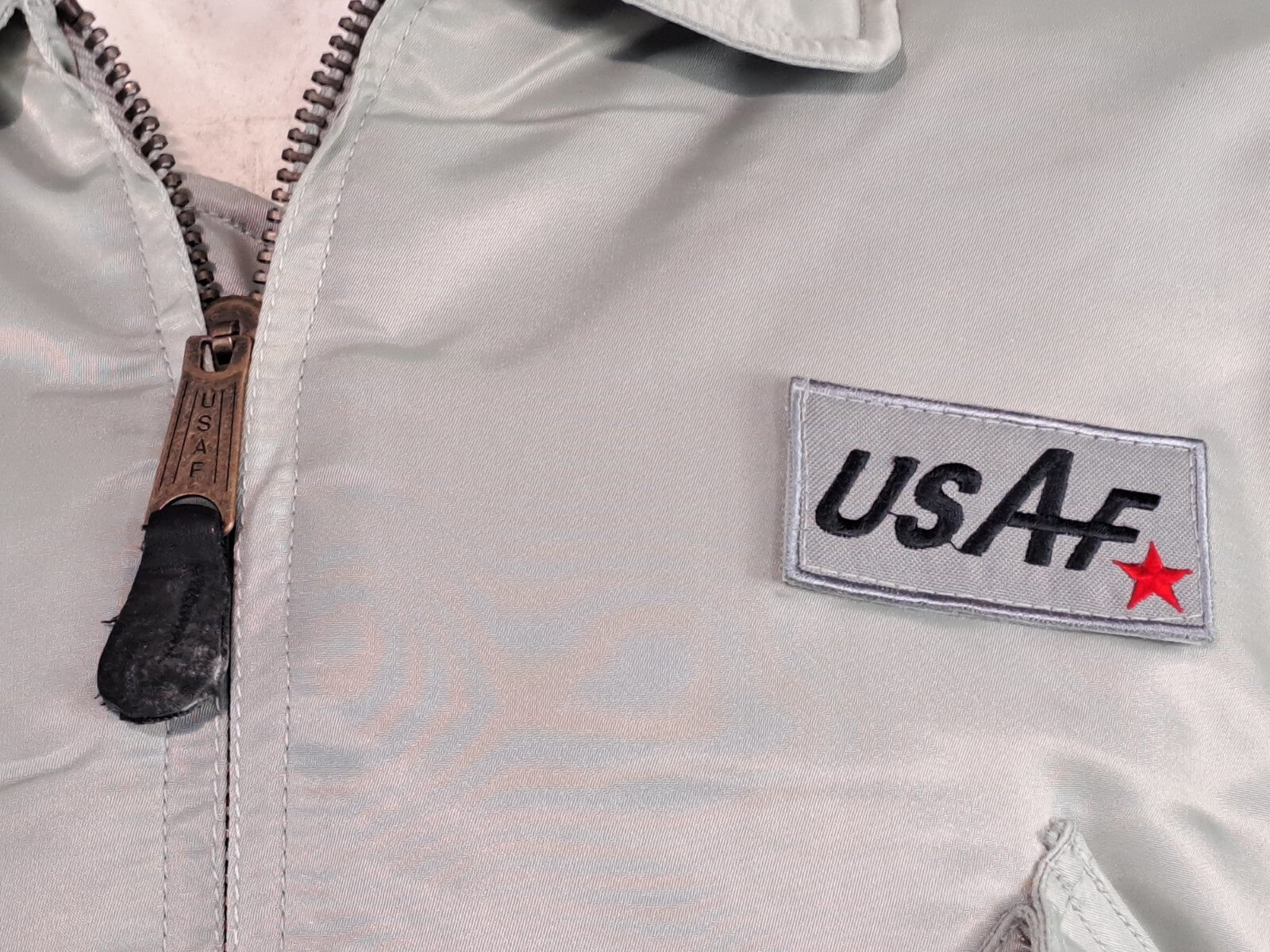 Highlander MA2 USAF Style Bomber Jacket Plain Collar Padded Silver Grey XXS-M