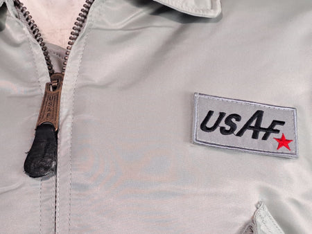 Highlander MA2 USAF Style Bomber Jacket Plain Collar Padded Silver Grey XXS-M