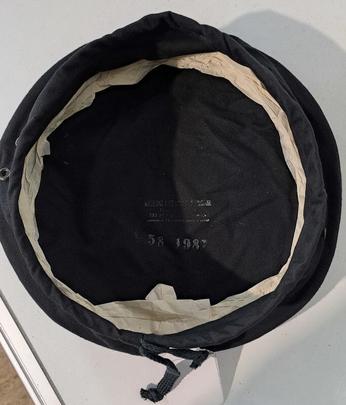 Genuine Surplus Czechoslovakian Army Black Cotton Fabric Beret hat Dated 1987