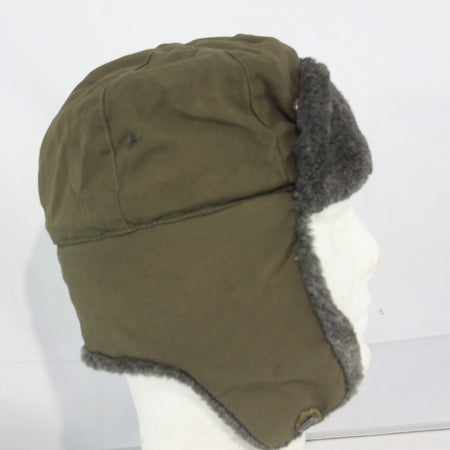 Vintage Winter Hat Faux Fur Lined Army Issue Genuine Surplus Damaged (4403)