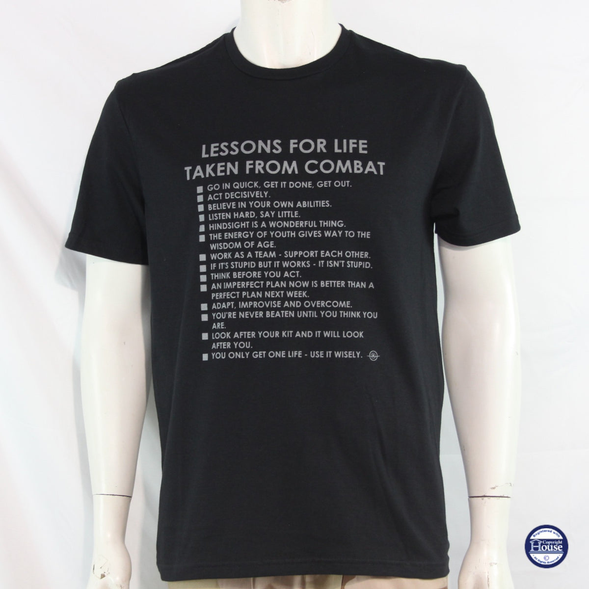Lessons For Life Exclusive Printed T-Shirt Mens Warbird Print Black Military