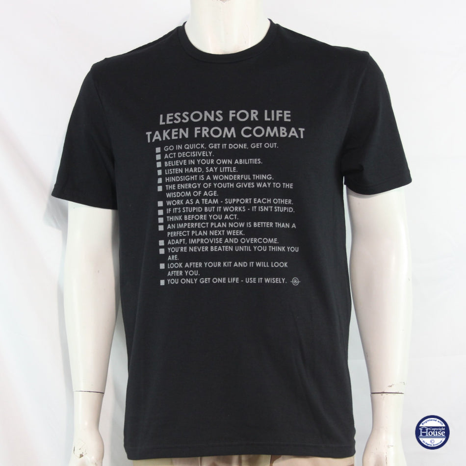 Lessons For Life Exclusive Printed T-Shirt Mens Warbird Print Black Military