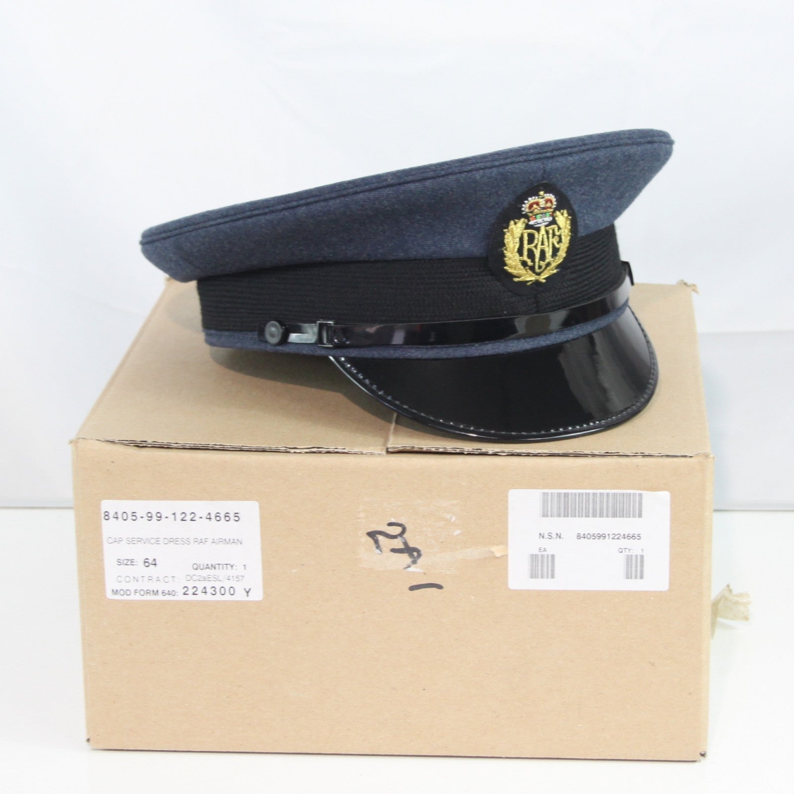 NEW British RAF Airman's Mens Dress Hat Genuine Surplus Peak Cap 64cm (4414)