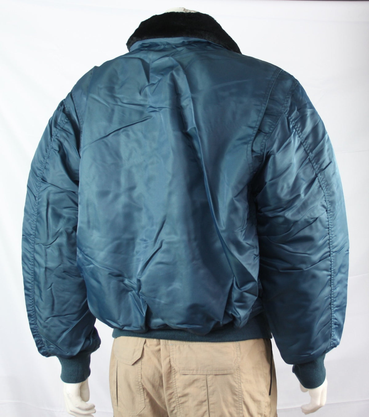Highlander MA2 Bomber Jacket Faux Fur Collar Padded Quilted Blue Warm