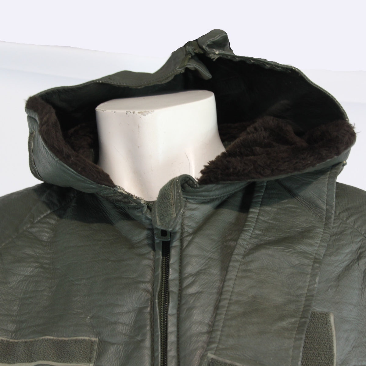 Genuine Surplus French Military Leather Style Cold Weather jacket Olive (3792)