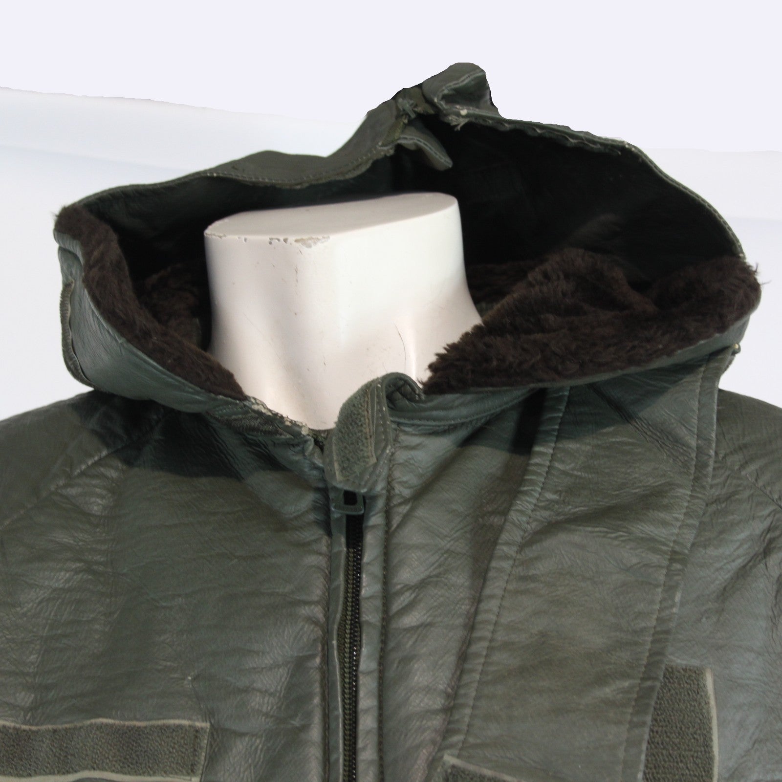 Genuine Surplus French Military Leather Style Cold Weather jacket Olive (3792)
