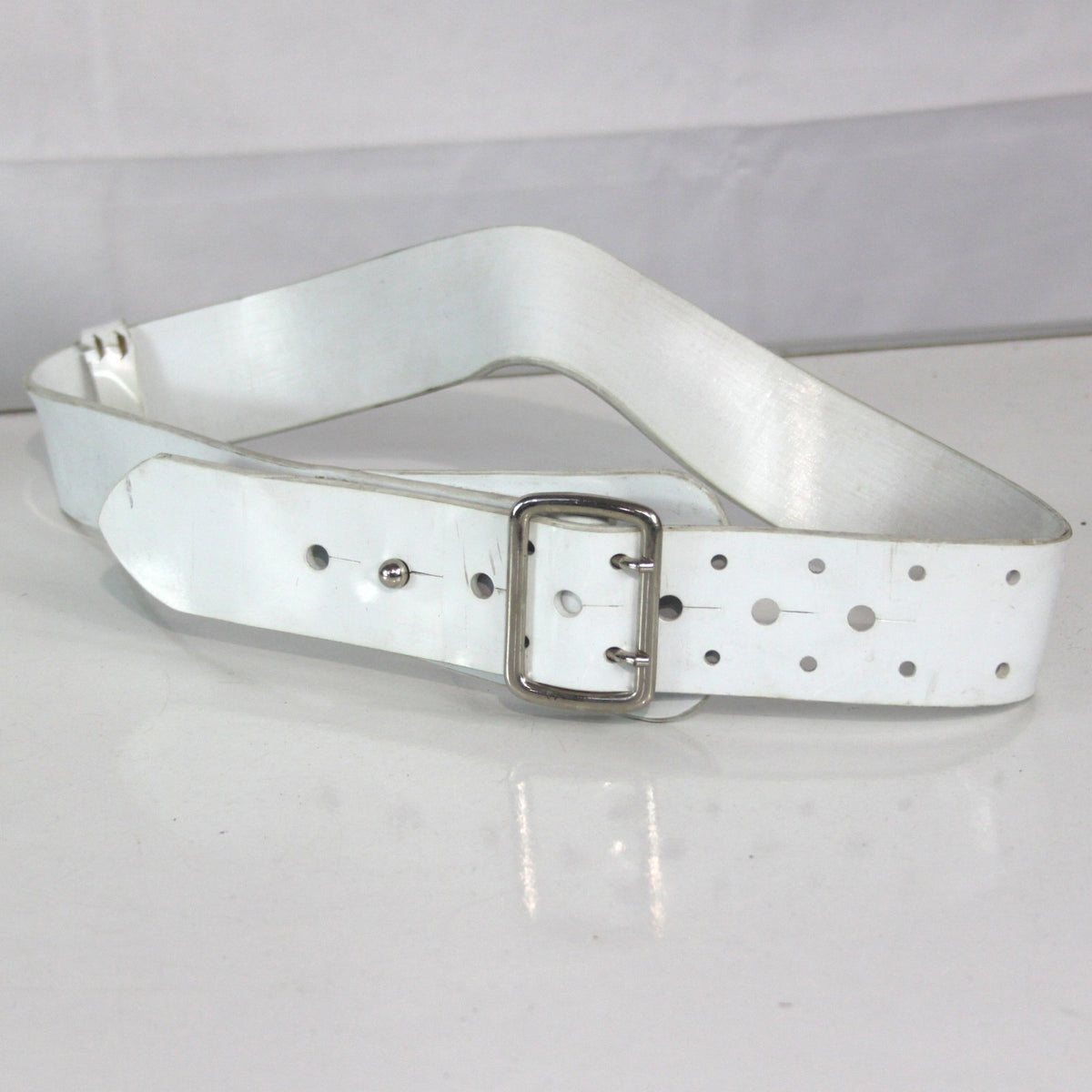 French Naval White Parade Belt Plastic Genuine Surplus 26-32" Waist (4089)