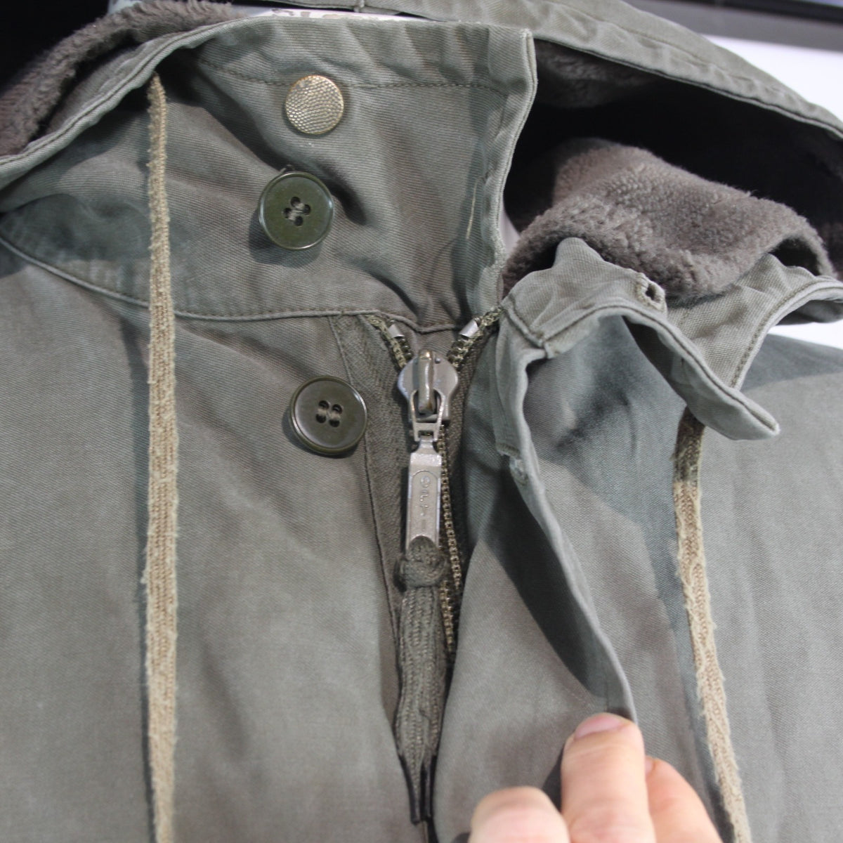 Vintage German Army Olive Parka Genuine Surplus Winter Coat Lined 44-46" (3810)