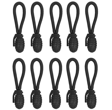 KT Pack10 Grenade Zip Pullers Olive Tan Black Grey Tactical Military Airsoft