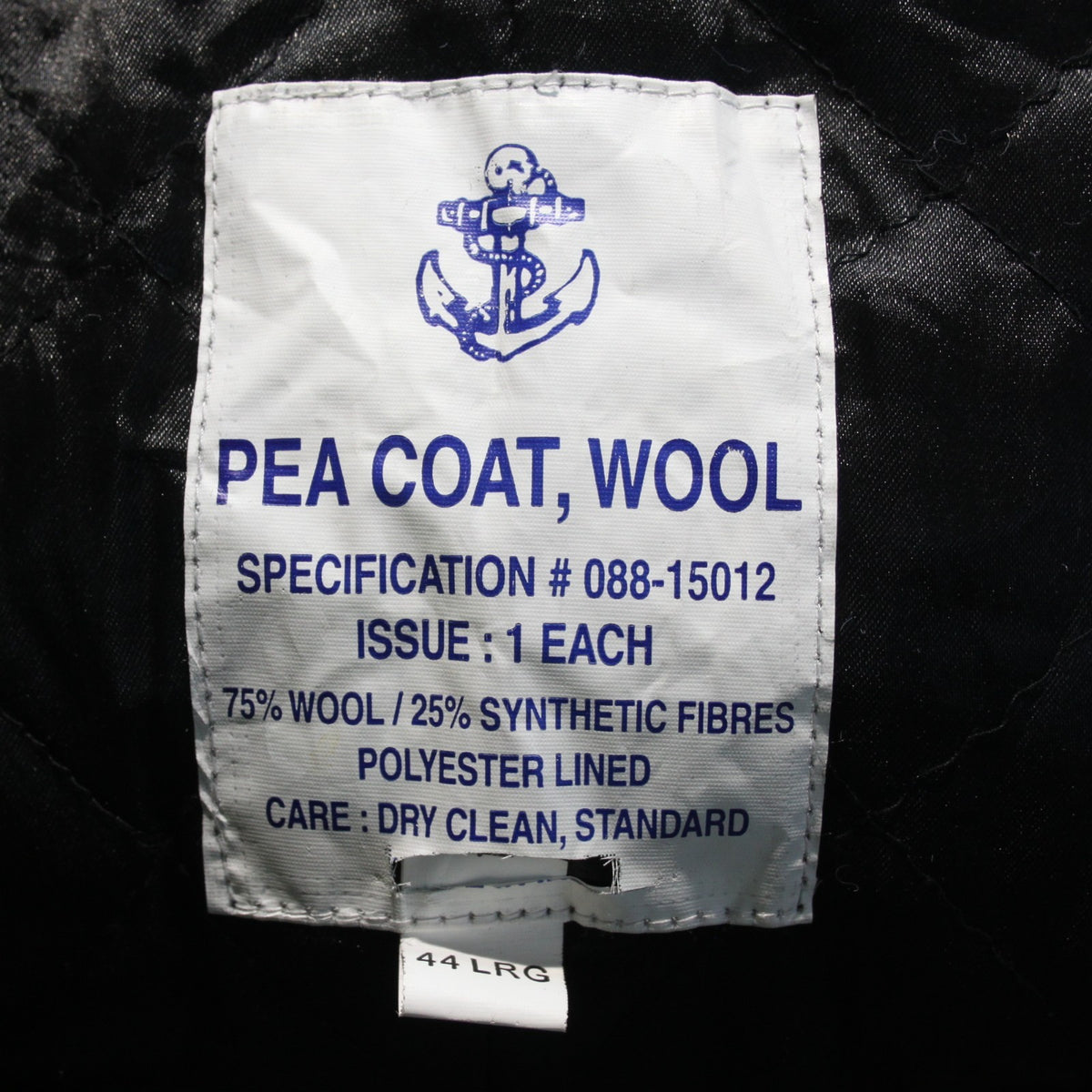 Possible US Naval Wool Pea Coat Black Military Surplus Warm Winter 44 (3647)